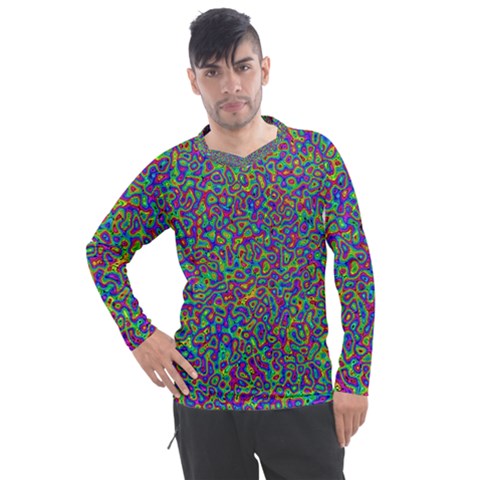 Abstract Rainbow Marble Camouflage Men s Pique Long Sleeve Tee by SpinnyChairDesigns