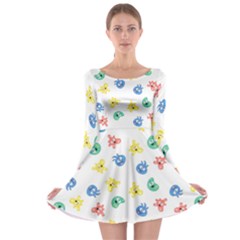 Cute Cartoon Germs Viruses Microbes Long Sleeve Skater Dress by SpinnyChairDesigns