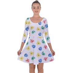 Cute Cartoon Germs Viruses Microbes Quarter Sleeve Skater Dress by SpinnyChairDesigns