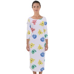 Cute Cartoon Germs Viruses Microbes Quarter Sleeve Midi Bodycon Dress