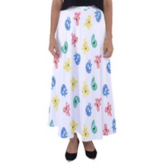 Cute Cartoon Germs Viruses Microbes Flared Maxi Skirt by SpinnyChairDesigns