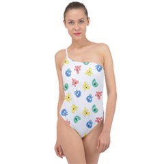 Cute Cartoon Germs Viruses Microbes Classic One Shoulder Swimsuit by SpinnyChairDesigns