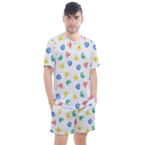 Cute Cartoon Germs Viruses Microbes Men s Mesh Tee And Shorts Set by SpinnyChairDesigns