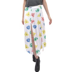 Cute Cartoon Germs Viruses Microbes Velour Split Maxi Skirt by SpinnyChairDesigns