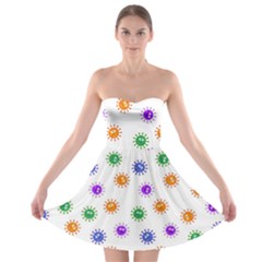 Cartoon Corona Virus Covid 19 Strapless Bra Top Dress by SpinnyChairDesigns