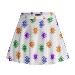 Cartoon Corona Virus Covid 19 Mini Flare Skirt by SpinnyChairDesigns