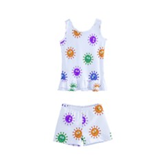 Cartoon Corona Virus Covid 19 Kids  Boyleg Swimsuit by SpinnyChairDesigns