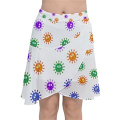 Cartoon Corona Virus Covid 19 Chiffon Wrap Front Skirt by SpinnyChairDesigns