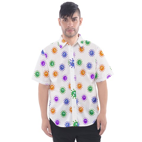 Cartoon Corona Virus Covid 19 Men s Short Sleeve Shirt by SpinnyChairDesigns