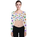 Cartoon Corona Virus Covid 19 Velvet Long Sleeve Crop Top View1