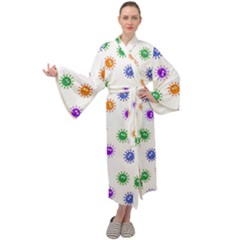 Cartoon Corona Virus Covid 19 Maxi Velour Kimono