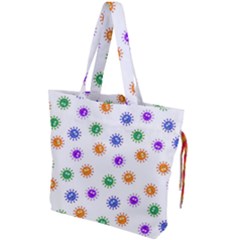 Cartoon Corona Virus Covid 19 Drawstring Tote Bag by SpinnyChairDesigns