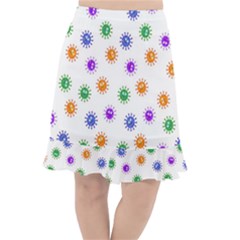 Cartoon Corona Virus Covid 19 Fishtail Chiffon Skirt by SpinnyChairDesigns