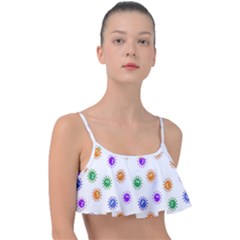 Cartoon Corona Virus Covid 19 Frill Bikini Top by SpinnyChairDesigns