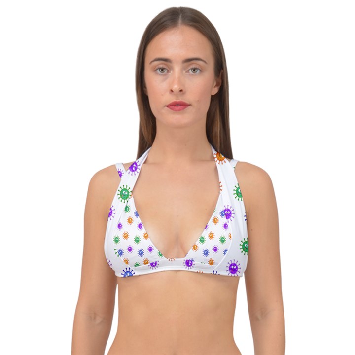 Cartoon Corona Virus Covid 19 Double Strap Halter Bikini Top