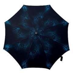 Dark Prussian Blue Abstract Pattern Hook Handle Umbrellas (large) by SpinnyChairDesigns