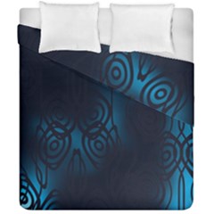 Dark Prussian Blue Abstract Pattern Duvet Cover Double Side (california King Size)