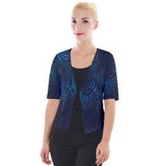 Dark Prussian Blue Abstract Pattern Cropped Button Cardigan by SpinnyChairDesigns