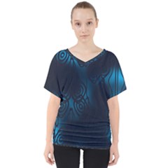 Dark Prussian Blue Abstract Pattern V-neck Dolman Drape Top by SpinnyChairDesigns