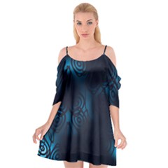 Dark Prussian Blue Abstract Pattern Cutout Spaghetti Strap Chiffon Dress