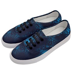 Dark Prussian Blue Abstract Pattern Women s Classic Low Top Sneakers by SpinnyChairDesigns