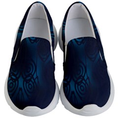 Dark Prussian Blue Abstract Pattern Kids Lightweight Slip Ons by SpinnyChairDesigns