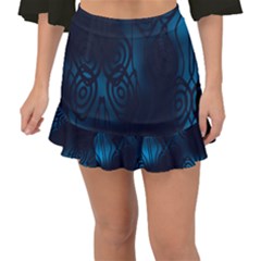 Dark Prussian Blue Abstract Pattern Fishtail Mini Chiffon Skirt by SpinnyChairDesigns