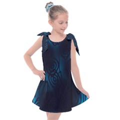 Dark Prussian Blue Abstract Pattern Kids  Tie Up Tunic Dress by SpinnyChairDesigns