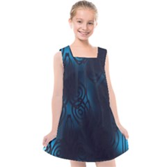 Dark Prussian Blue Abstract Pattern Kids  Cross Back Dress by SpinnyChairDesigns