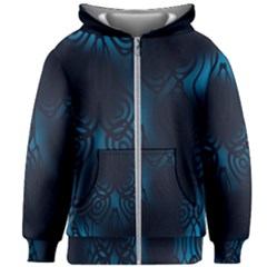 Dark Prussian Blue Abstract Pattern Kids  Zipper Hoodie Without Drawstring by SpinnyChairDesigns