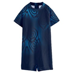 Dark Prussian Blue Abstract Pattern Kids  Boyleg Half Suit Swimwear by SpinnyChairDesigns