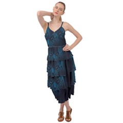 Dark Prussian Blue Abstract Pattern Layered Bottom Dress by SpinnyChairDesigns