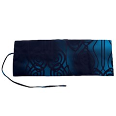 Dark Prussian Blue Abstract Pattern Roll Up Canvas Pencil Holder (s) by SpinnyChairDesigns