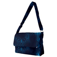 Dark Prussian Blue Abstract Pattern Full Print Messenger Bag (m) by SpinnyChairDesigns