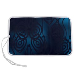 Dark Prussian Blue Abstract Pattern Pen Storage Case (m) by SpinnyChairDesigns