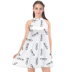 Geek Glasses With Eyes Halter Neckline Chiffon Dress  by SpinnyChairDesigns