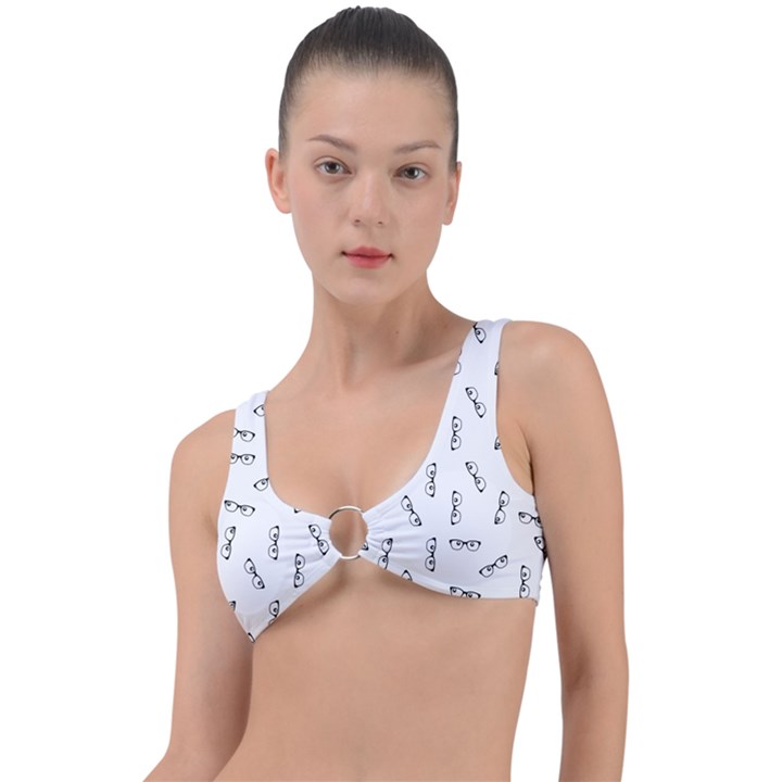 Geek Glasses With Eyes Ring Detail Bikini Top