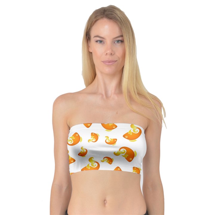 Orange Goldfish Pattern Bandeau Top