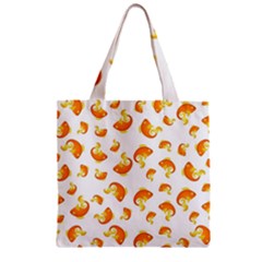 Orange Goldfish Pattern Zipper Grocery Tote Bag by SpinnyChairDesigns