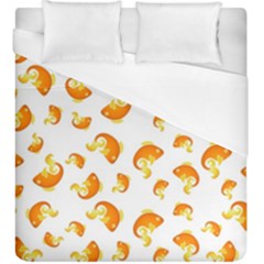 Orange Goldfish Pattern Duvet Cover (king Size) by SpinnyChairDesigns