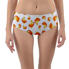 Orange Goldfish Pattern Reversible Mid-waist Bikini Bottoms by SpinnyChairDesigns