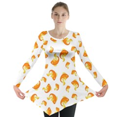 Orange Goldfish Pattern Long Sleeve Tunic  by SpinnyChairDesigns