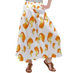 Orange Goldfish Pattern Satin Palazzo Pants by SpinnyChairDesigns