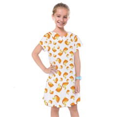 Orange Goldfish Pattern Kids  Drop Waist Dress by SpinnyChairDesigns