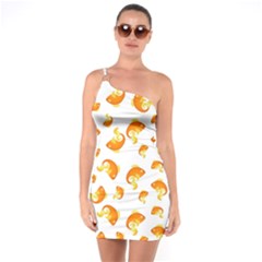 Orange Goldfish Pattern One Soulder Bodycon Dress by SpinnyChairDesigns