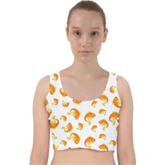 Orange Goldfish Pattern Velvet Racer Back Crop Top by SpinnyChairDesigns