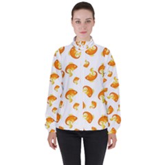 Orange Goldfish Pattern Women s High Neck Windbreaker by SpinnyChairDesigns