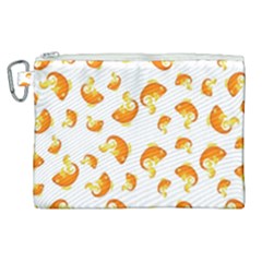 Orange Goldfish Pattern Canvas Cosmetic Bag (xl) by SpinnyChairDesigns