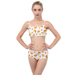 Orange Goldfish Pattern Layered Top Bikini Set by SpinnyChairDesigns