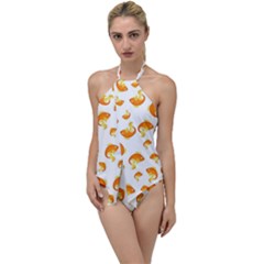 Orange Goldfish Pattern Go With The Flow One Piece Swimsuit by SpinnyChairDesigns